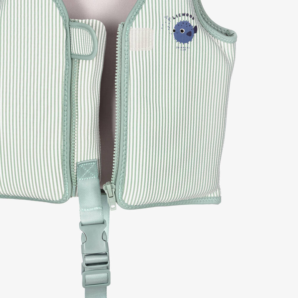 Liewood-Boys Green Striped Seersucker Float Vest | Childrensalon