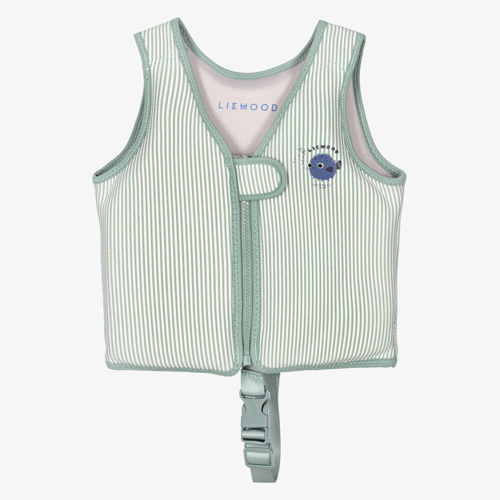 Liewood-Boys Green Striped Seersucker Float Vest | Childrensalon