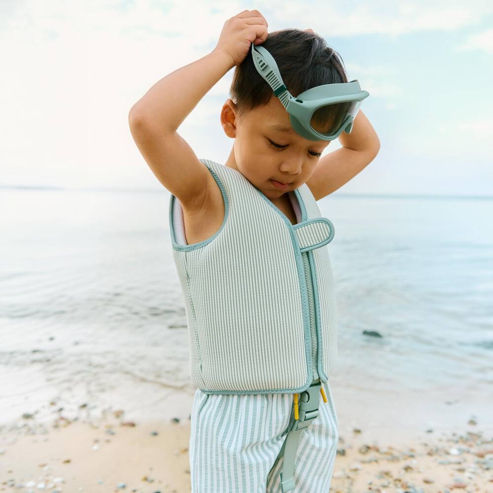 Liewood-Boys Green Striped Seersucker Float Vest | Childrensalon