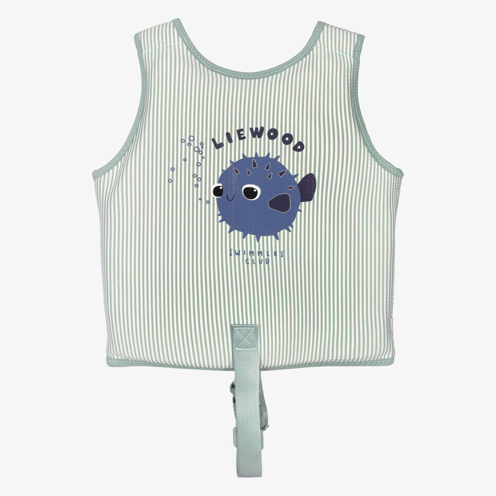 Liewood-Boys Green Striped Seersucker Float Vest | Childrensalon