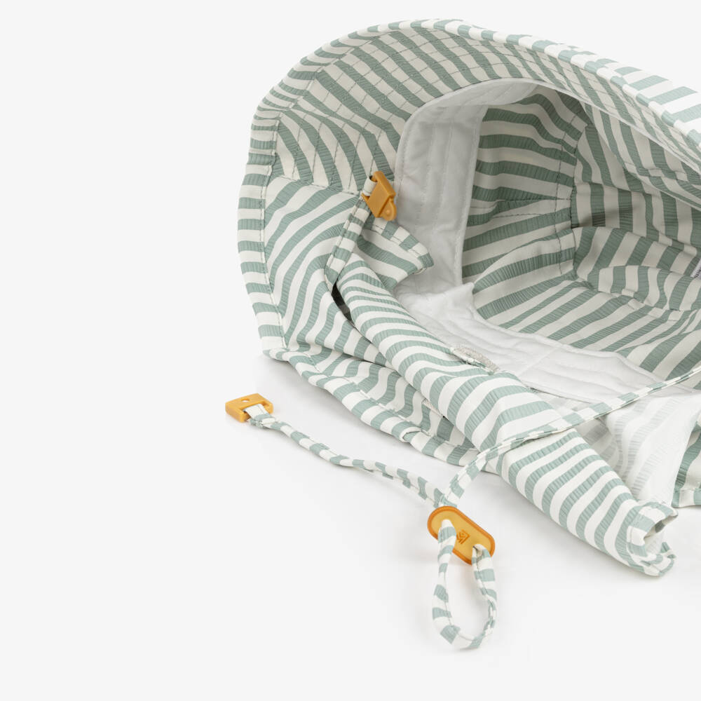Liewood-Boys Green & White Striped Swim Hat | Childrensalon