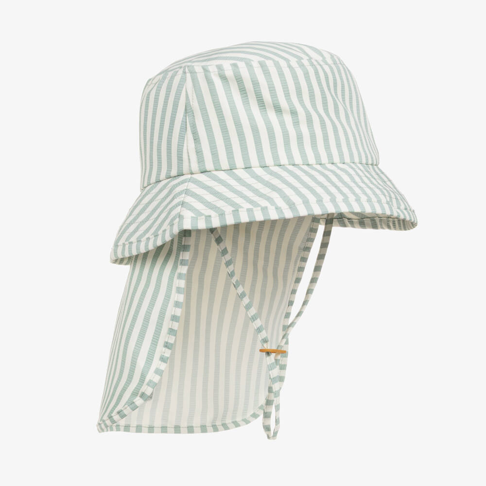 Liewood-Boys Green & White Striped Swim Hat | Childrensalon