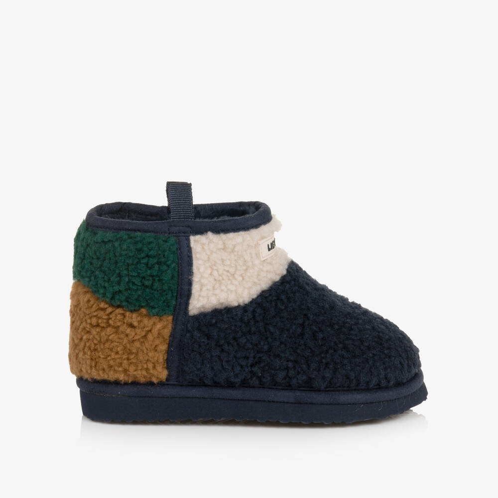 Liewood-Boys Navy Blue Colourblock Teddy Fleece Boots | Childrensalon