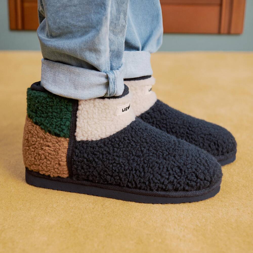 Liewood-Boys Navy Blue Colourblock Teddy Fleece Boots | Childrensalon