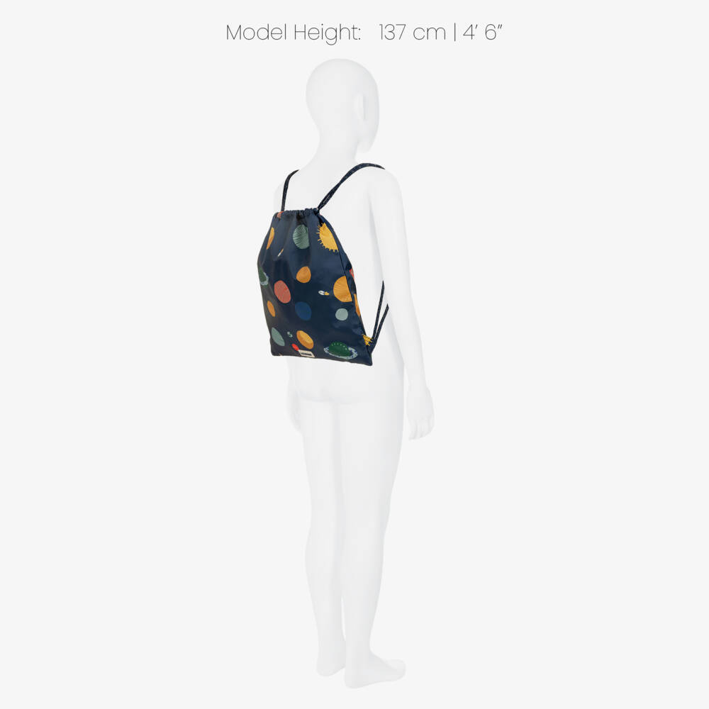 Liewood-Boys Navy Blue Drawstring Backpack with Space Print (36cm) | Childrensalon
