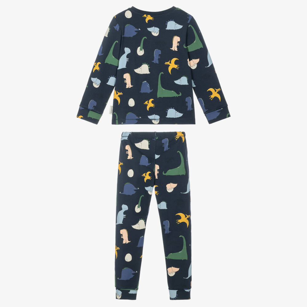 Liewood-Boys Navy Blue Organic Cotton Pyjamas with Dinosaur Prints | Childrensalon