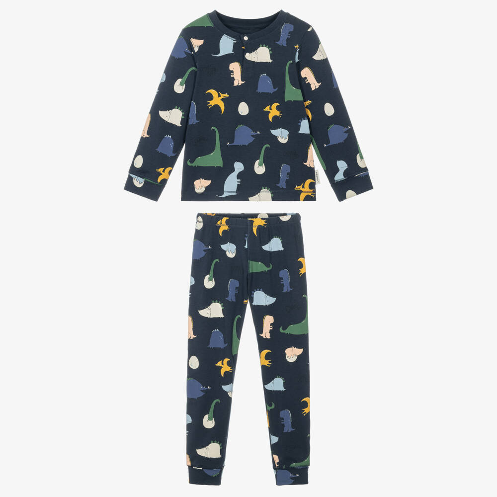 Liewood-Boys Navy Blue Organic Cotton Pyjamas with Dinosaur Prints | Childrensalon