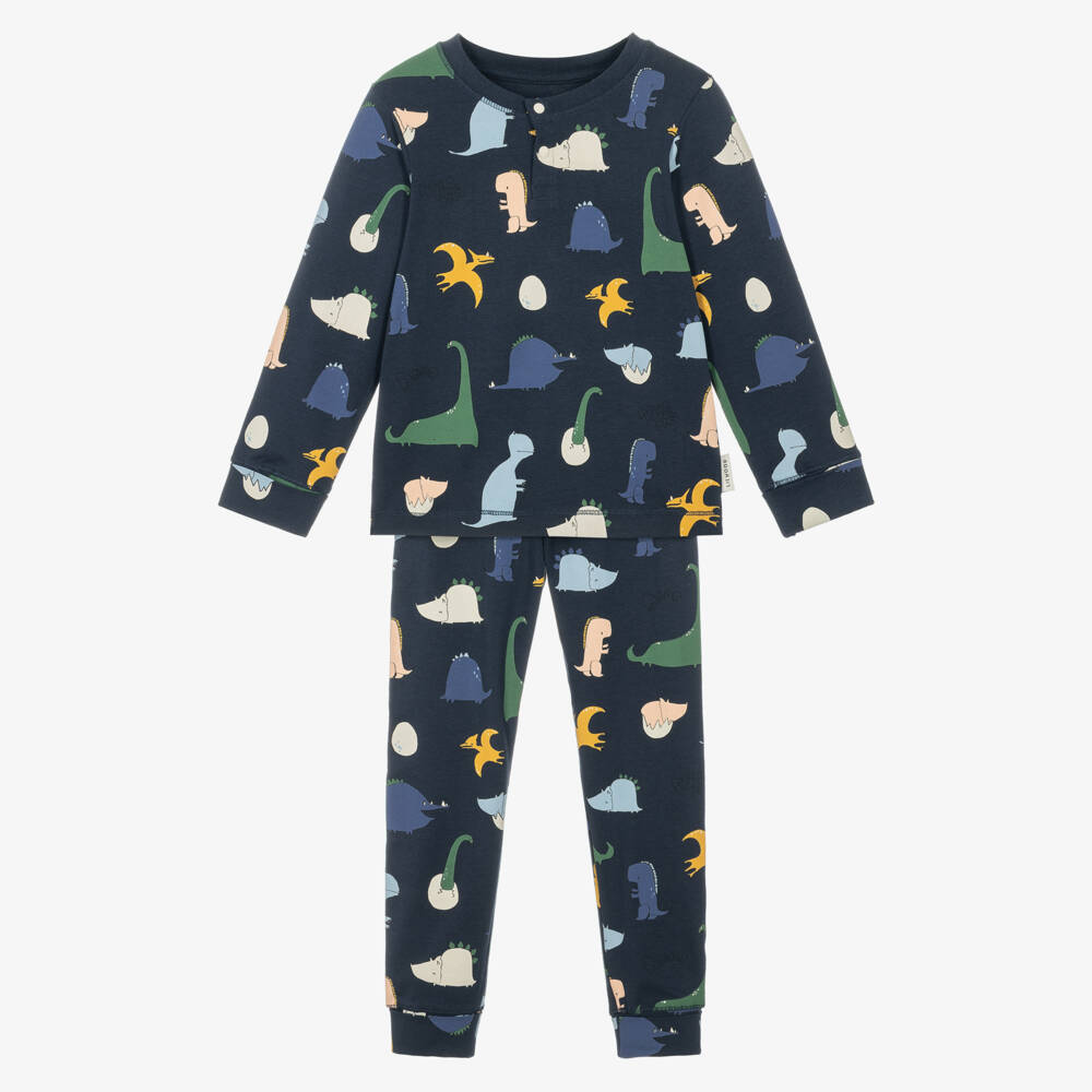 Liewood-Boys Navy Blue Organic Cotton Pyjamas with Dinosaur Prints | Childrensalon