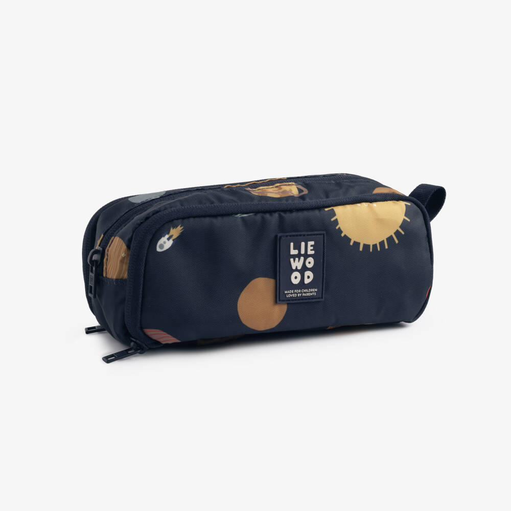Liewood-Boys Navy Blue Planet Print Pencil Case (21cm) | Childrensalon
