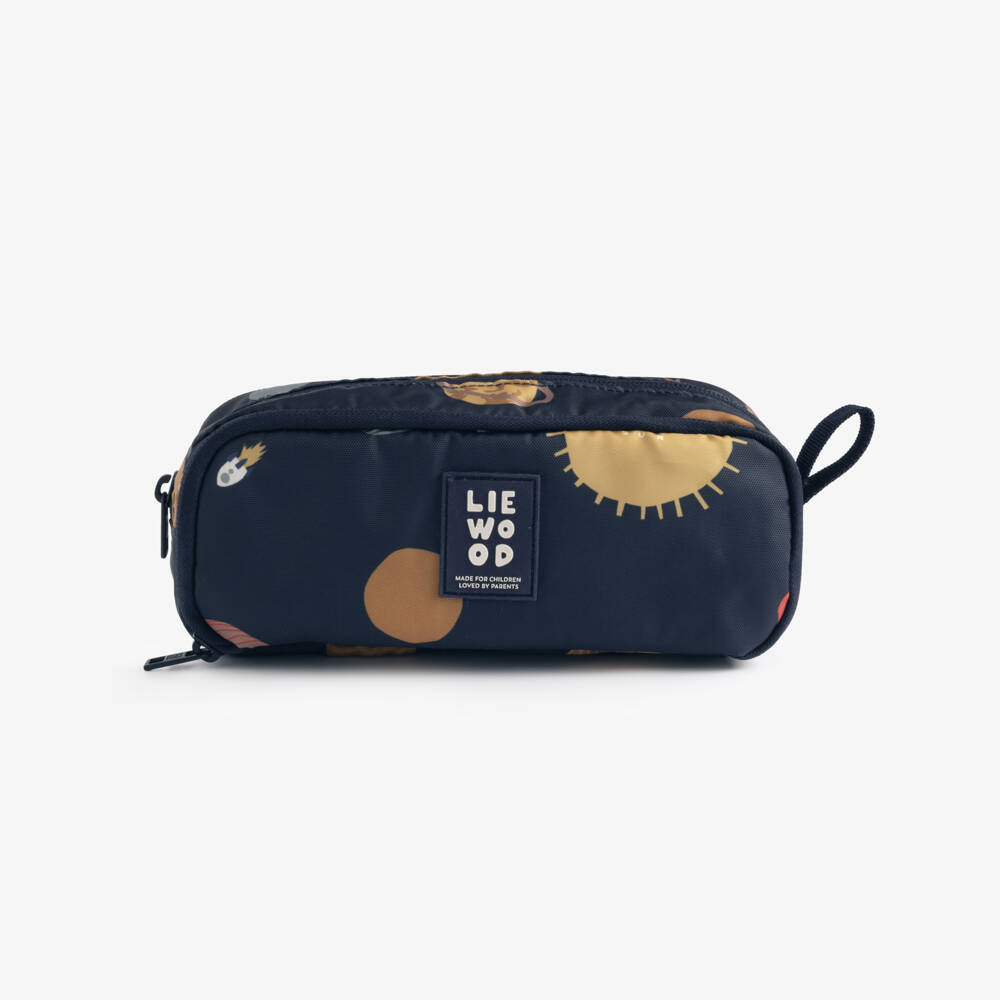 Liewood-Boys Navy Blue Planet Print Pencil Case (21cm) | Childrensalon