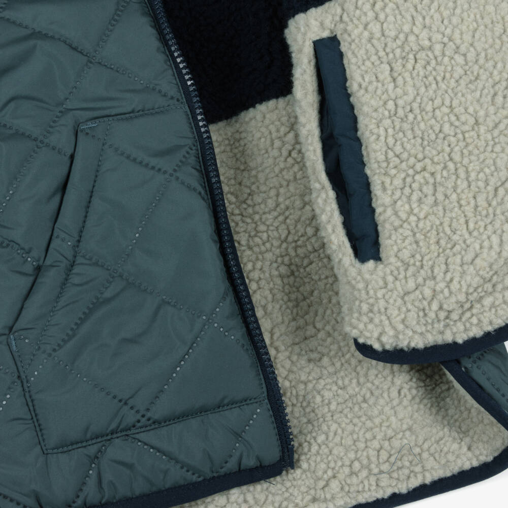 Liewood-Boys Reversible Blue Quilted & Fleece Jacket | Childrensalon