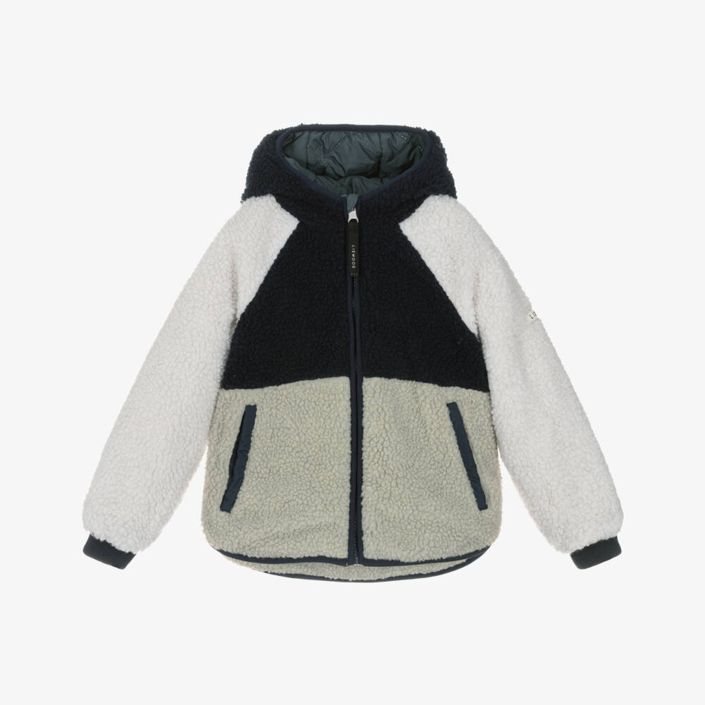 Liewood-Boys Reversible Blue Quilted & Fleece Jacket | Childrensalon