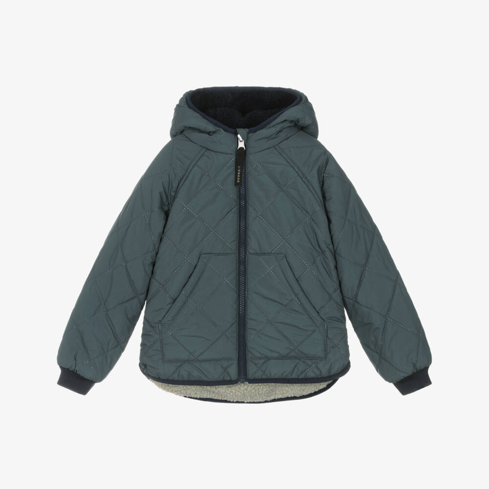 Liewood-Boys Reversible Blue Quilted & Fleece Jacket | Childrensalon