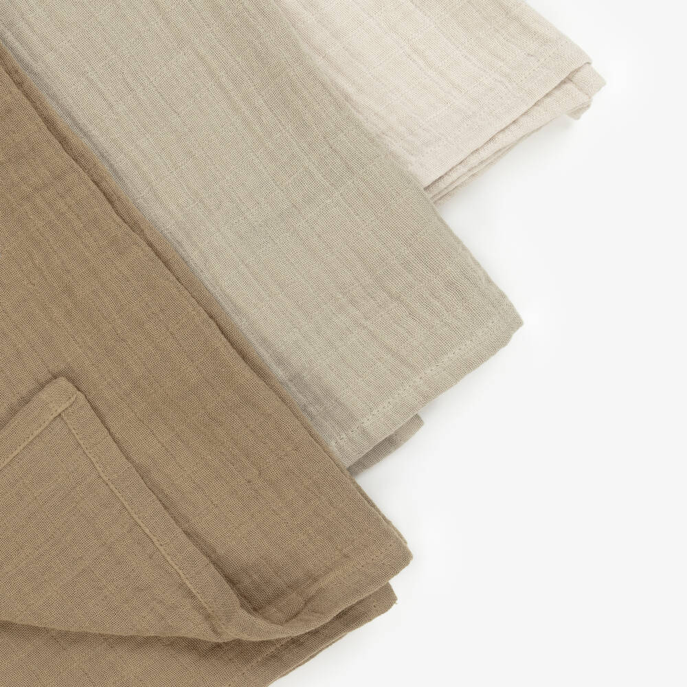 Liewood-Brown & Beige Cotton Muslins (3 Pack) | Childrensalon
