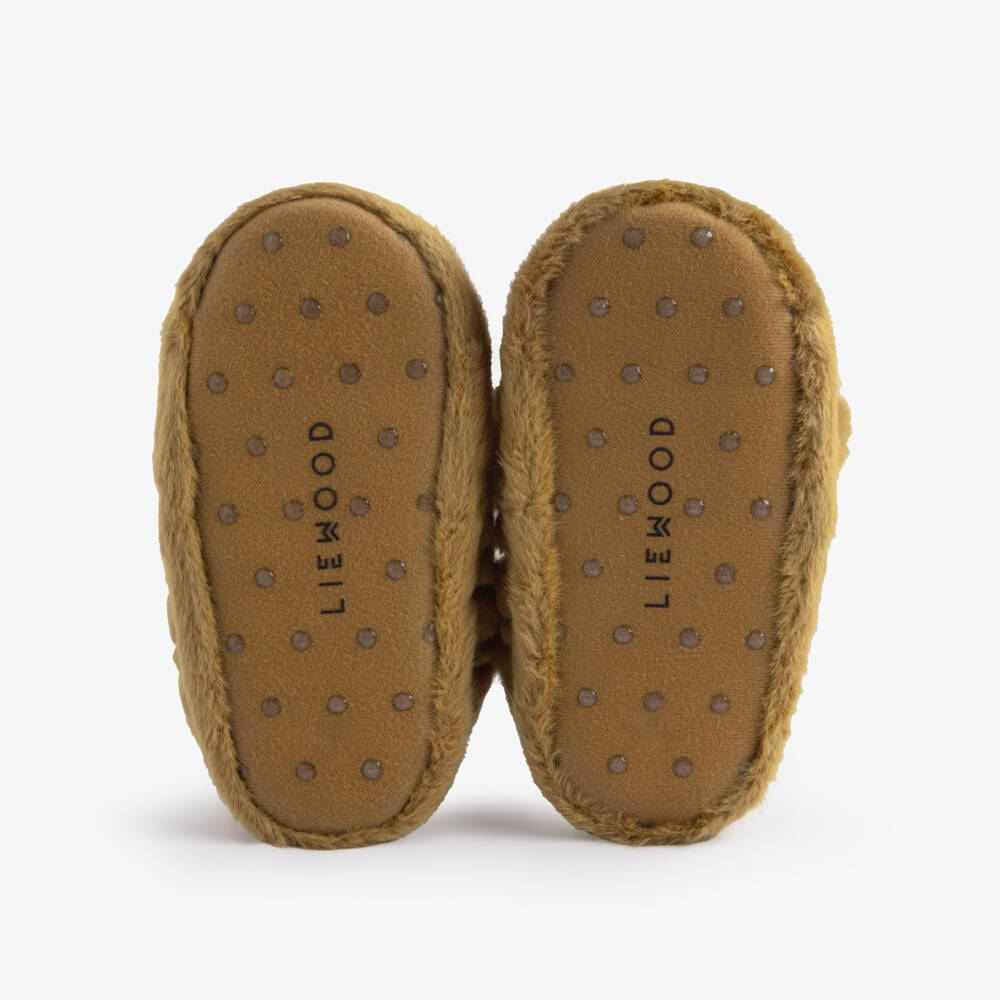 Liewood-Brown Faux Fur Tiger Slippers | Childrensalon