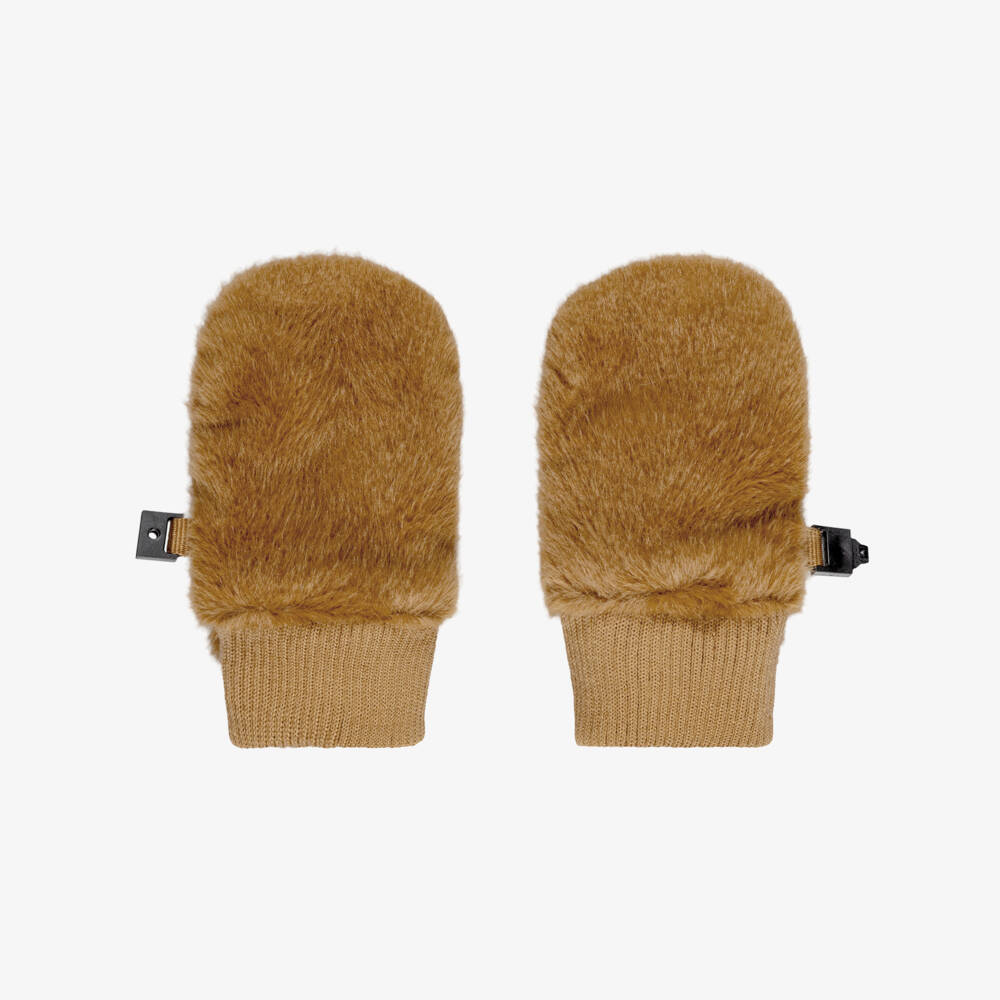 Liewood-Brown Plush Bear Mittens for Baby | Childrensalon