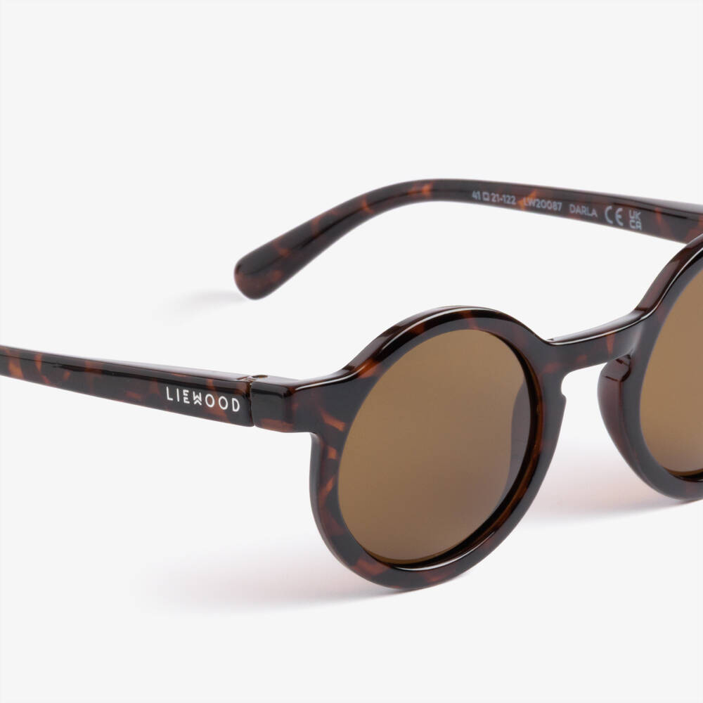 Liewood-Brown Tortoiseshell Round Sunglasses | Childrensalon