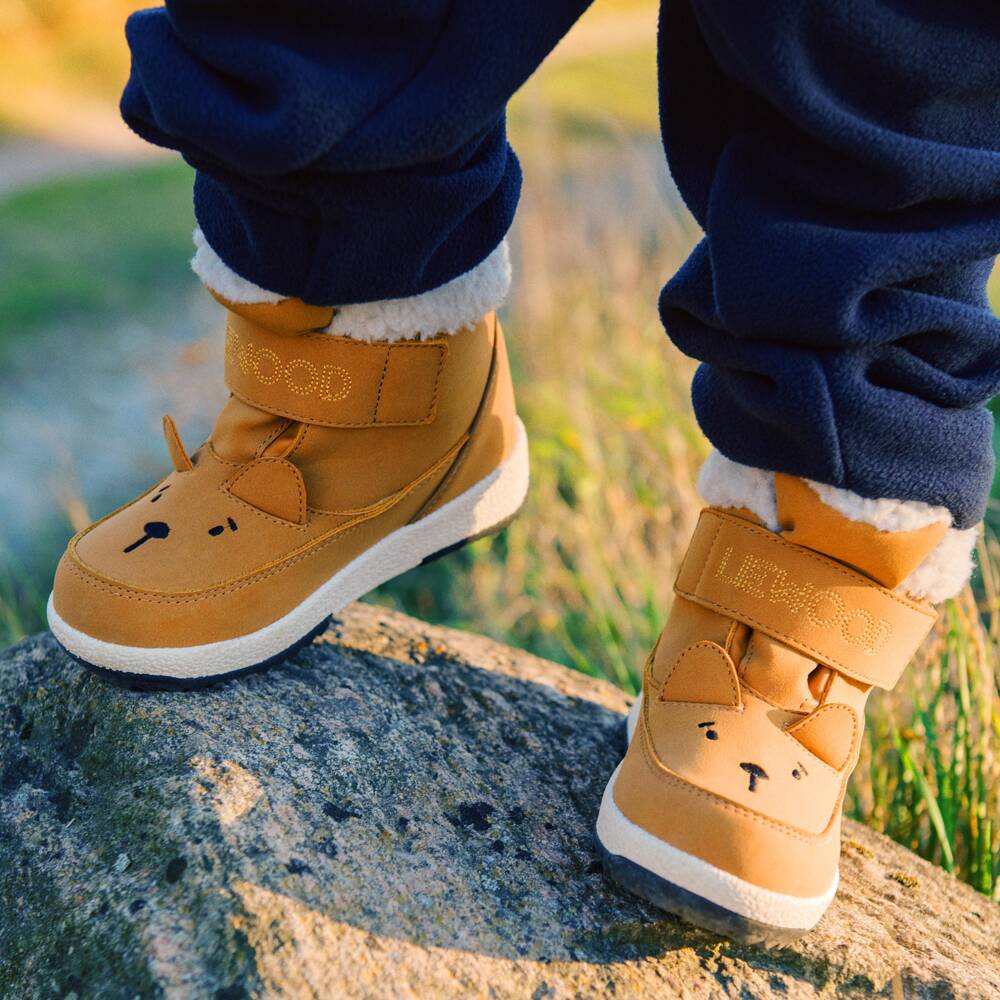Liewood-Caramel Brown Faux Suede Bear Boot with Fleece Lining | Childrensalon