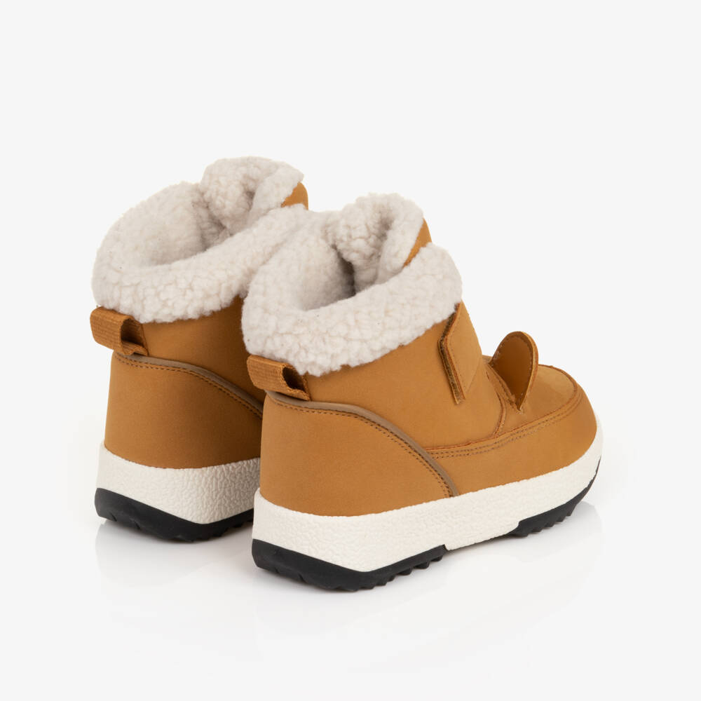 Liewood-Caramel Brown Faux Suede Bear Boot with Fleece Lining | Childrensalon