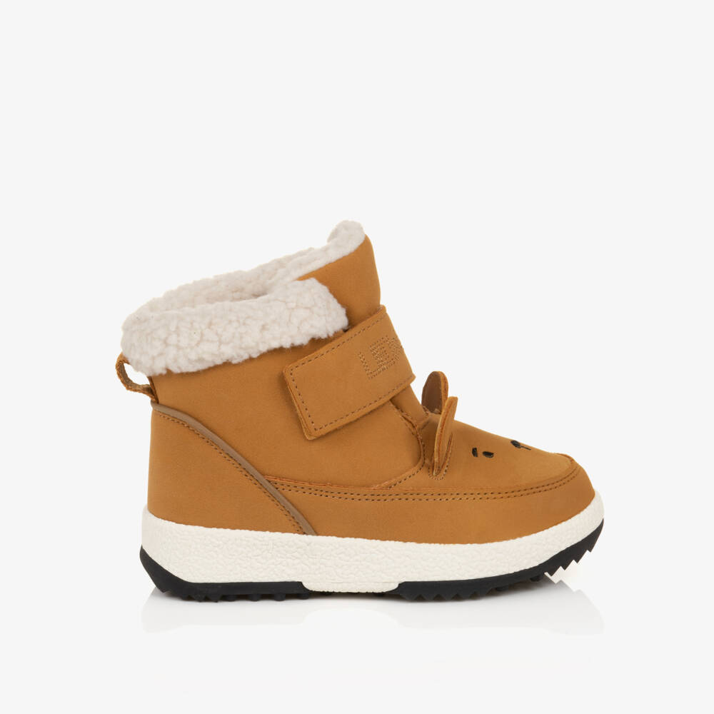 Liewood-Caramel Brown Faux Suede Bear Boot with Fleece Lining | Childrensalon