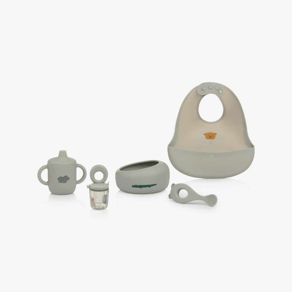 Liewood-Dove Blue Silicone Mealtime Set (5 Pieces) | Childrensalon