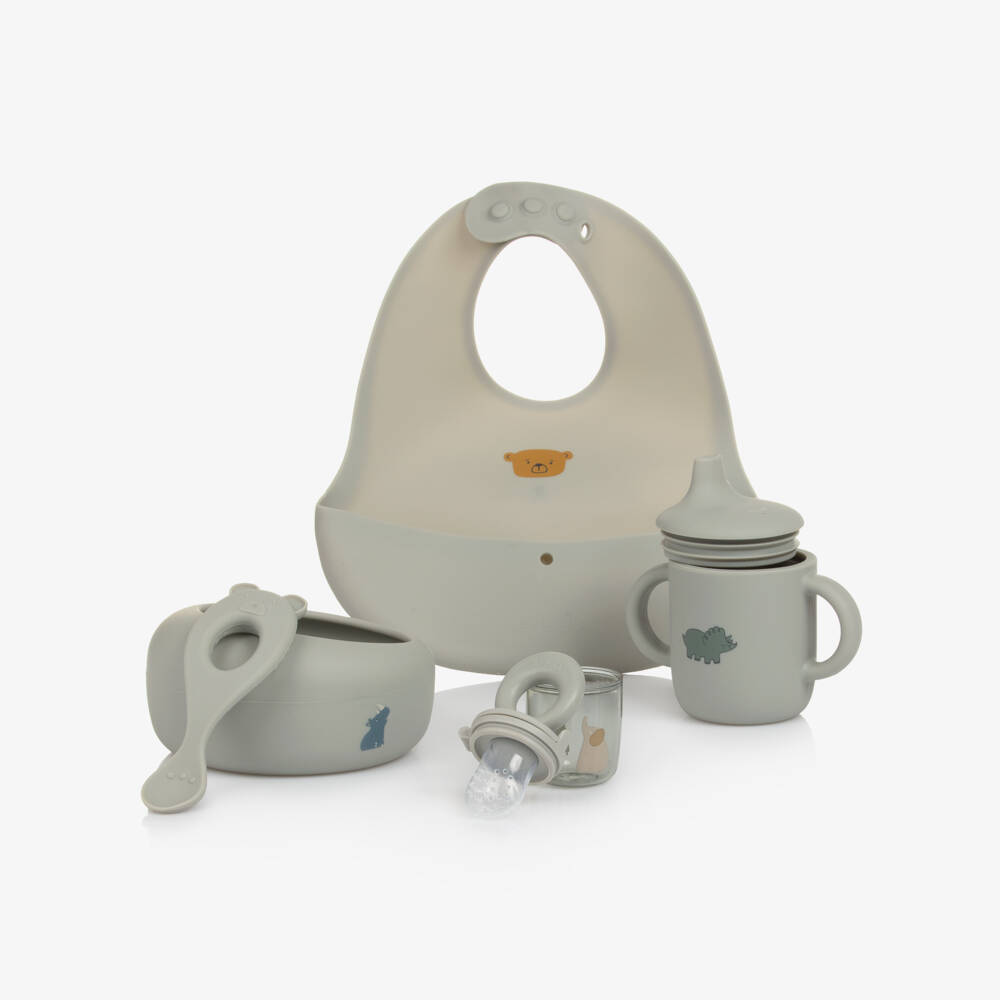 Liewood-Dove Blue Silicone Mealtime Set (5 Pieces) | Childrensalon