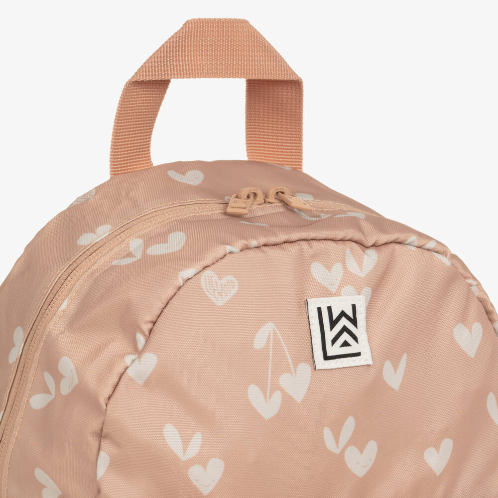 Liewood-Dusky Pink Heart Print Backpack (27cm) | Childrensalon