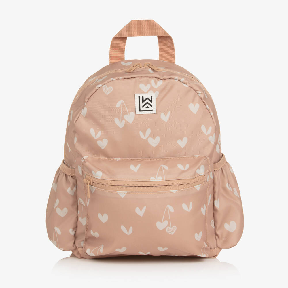 Liewood-Dusky Pink Heart Print Backpack (27cm) | Childrensalon