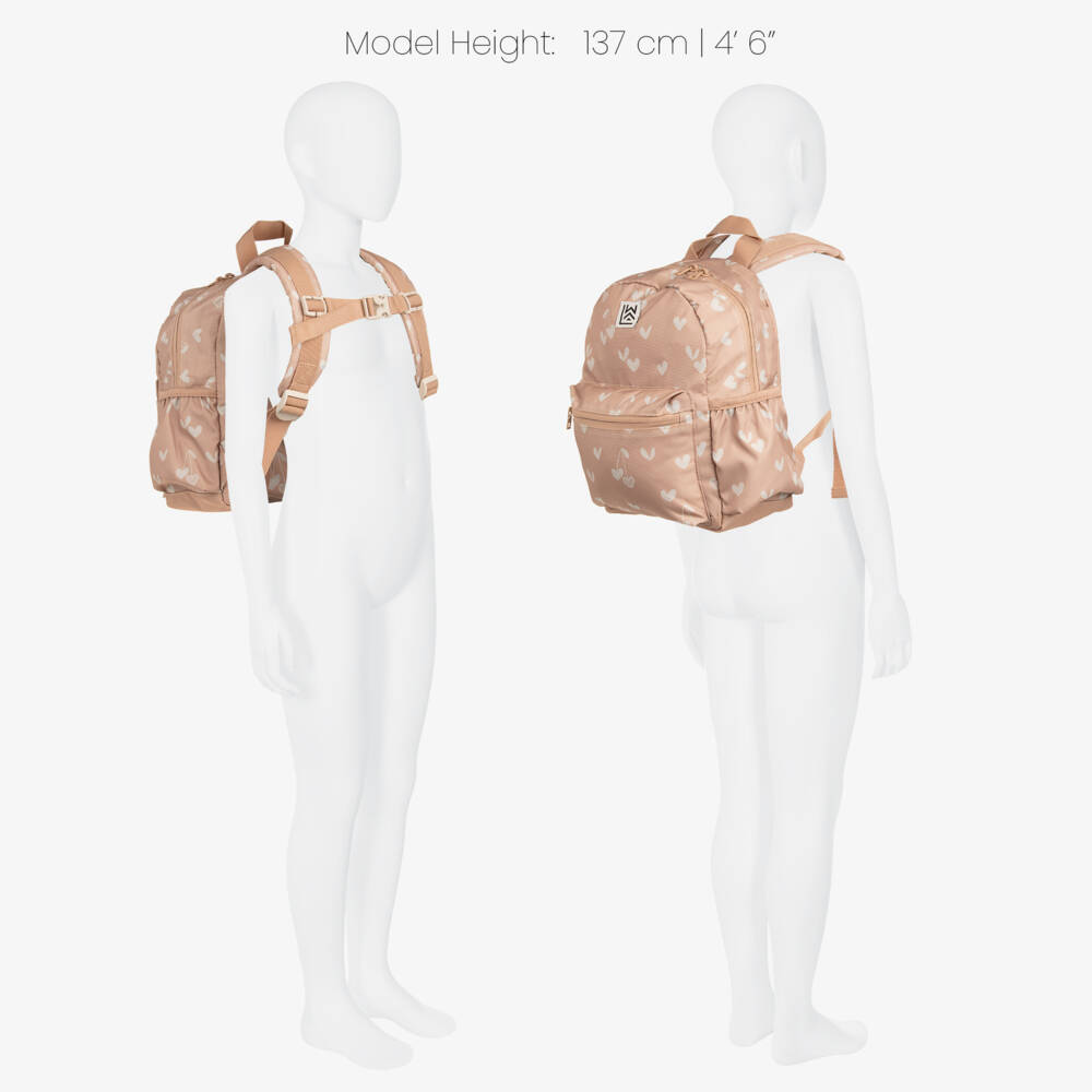 Liewood-Dusky Pink Heart Print Backpack (27cm) | Childrensalon
