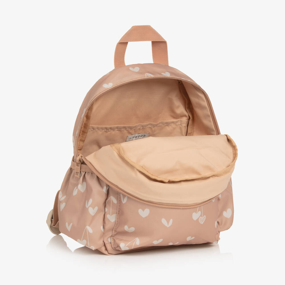 Liewood-Dusky Pink Heart Print Backpack (27cm) | Childrensalon