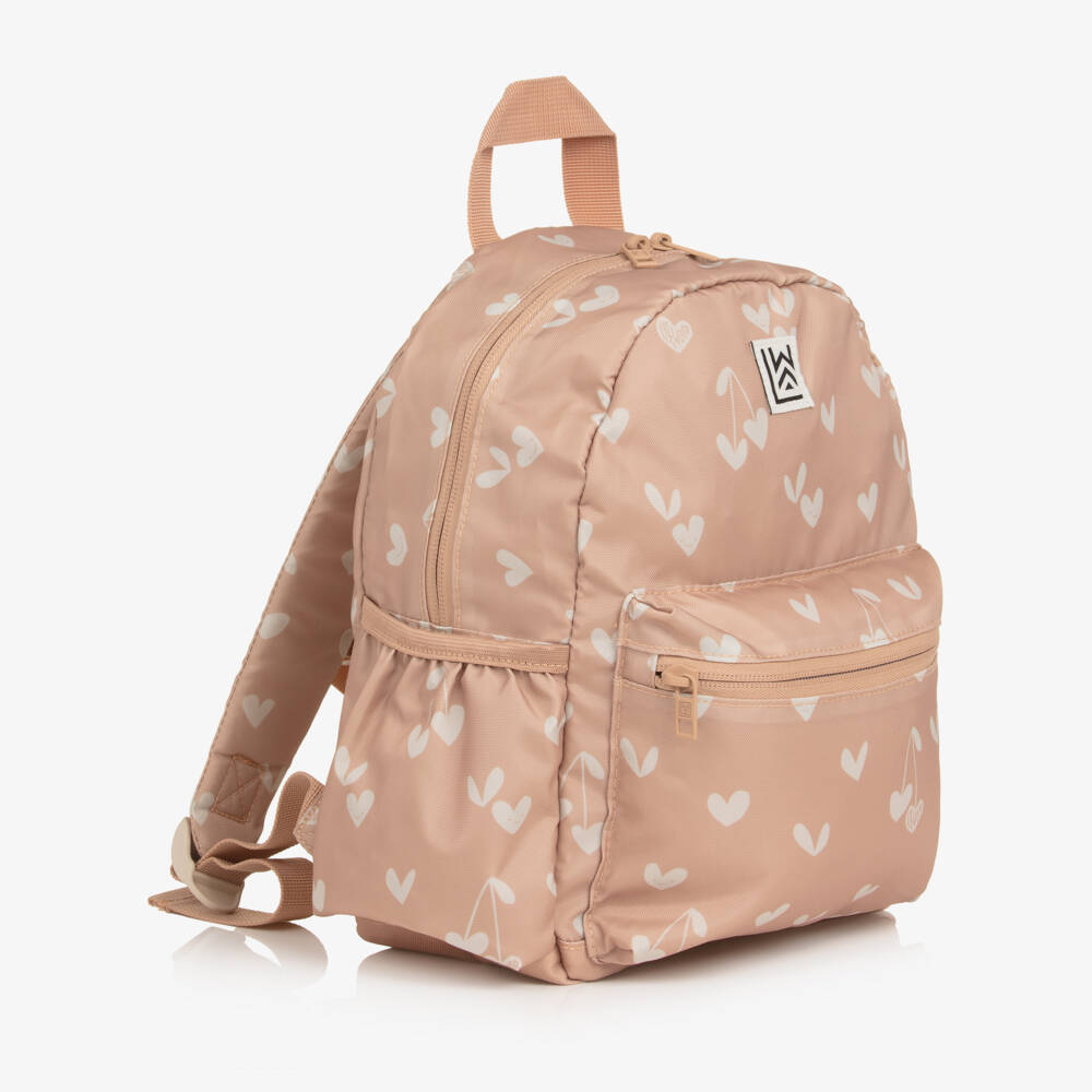 Liewood-Dusky Pink Heart Print Backpack (27cm) | Childrensalon