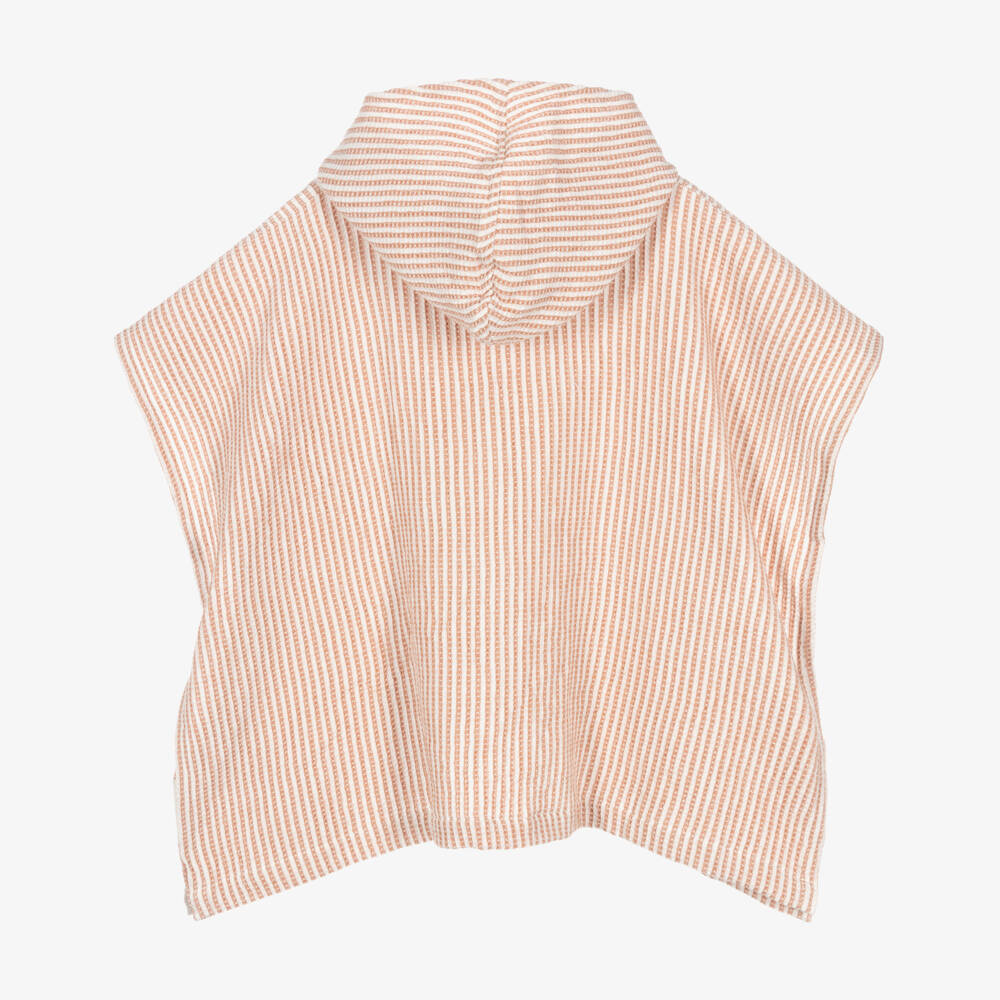 Liewood-Dusky Pink Striped Cotton Hooded Poncho Towel | Childrensalon