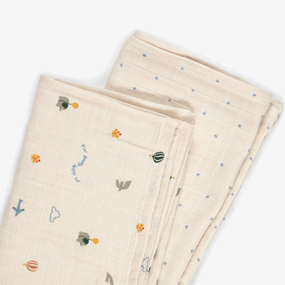 Liewood-Flying Print & Star Muslins in Organic Cotton (2 Pack) | Childrensalon