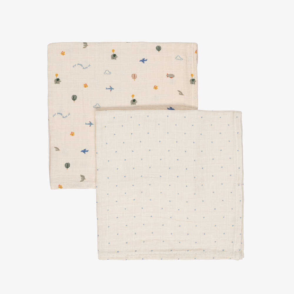Liewood-Flying Print & Star Muslins in Organic Cotton (2 Pack) | Childrensalon