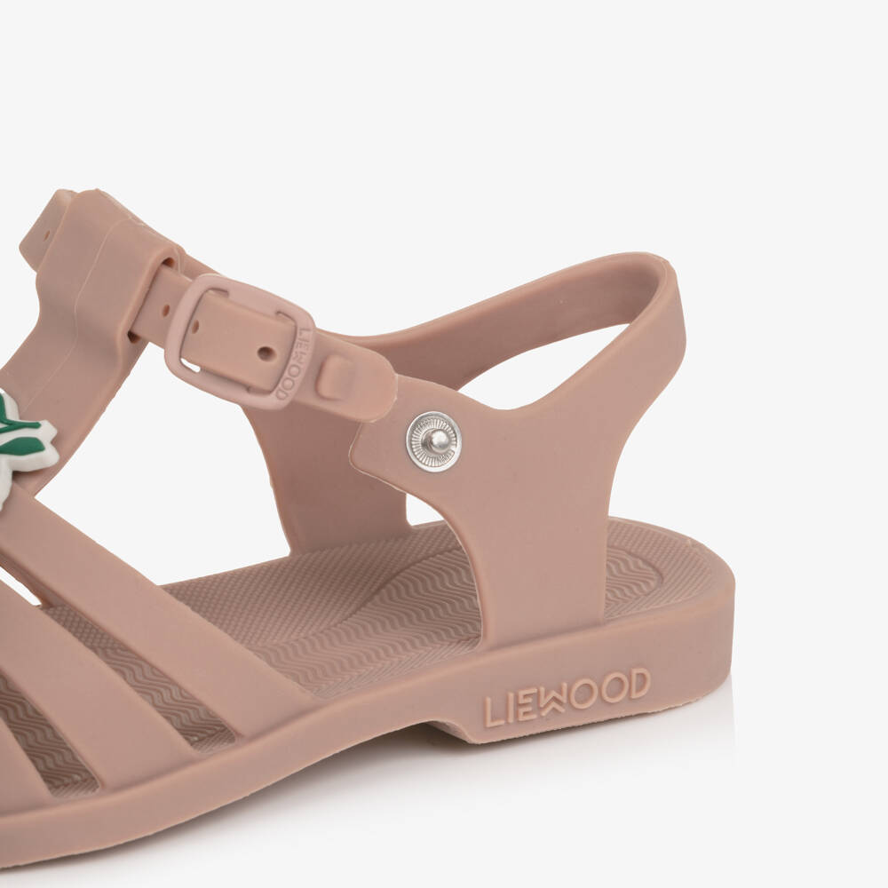 Liewood-Girls Dark Rose Pink Jelly Sandals with Cherry Motifs | Childrensalon