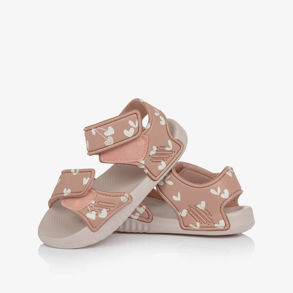 Liewood-Girls Dusky Pink Sandals with Heart Print | Childrensalon