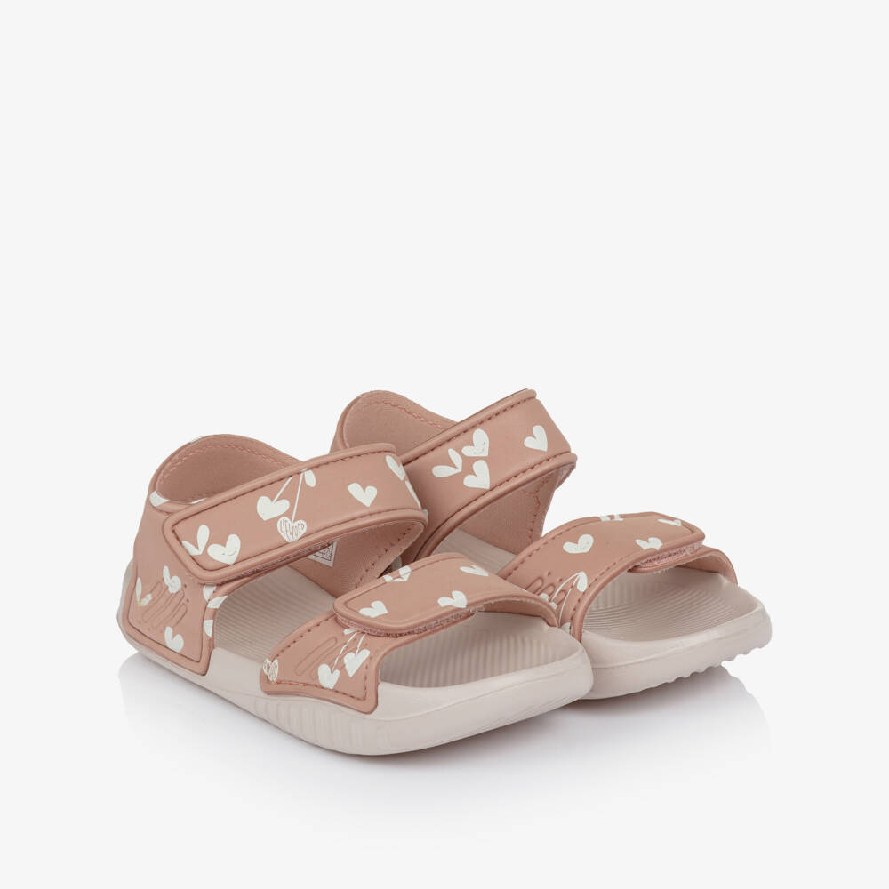 Liewood-Girls Dusky Pink Sandals with Heart Print | Childrensalon