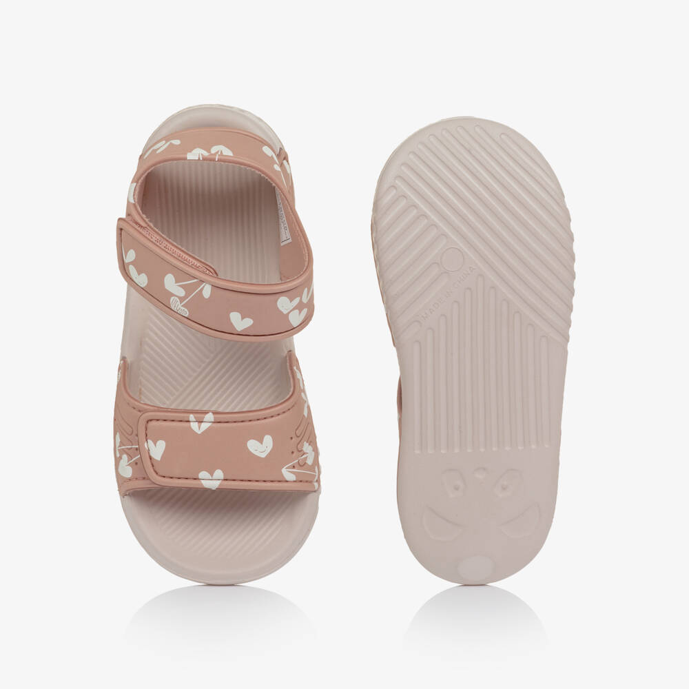 Liewood-Girls Dusky Pink Sandals with Heart Print | Childrensalon