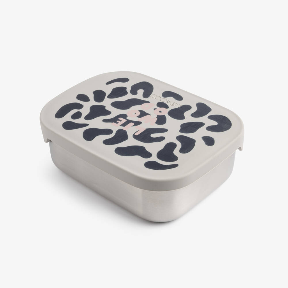 Liewood-Girls Grey Leopard Print Lunchbox (17cm) | Childrensalon