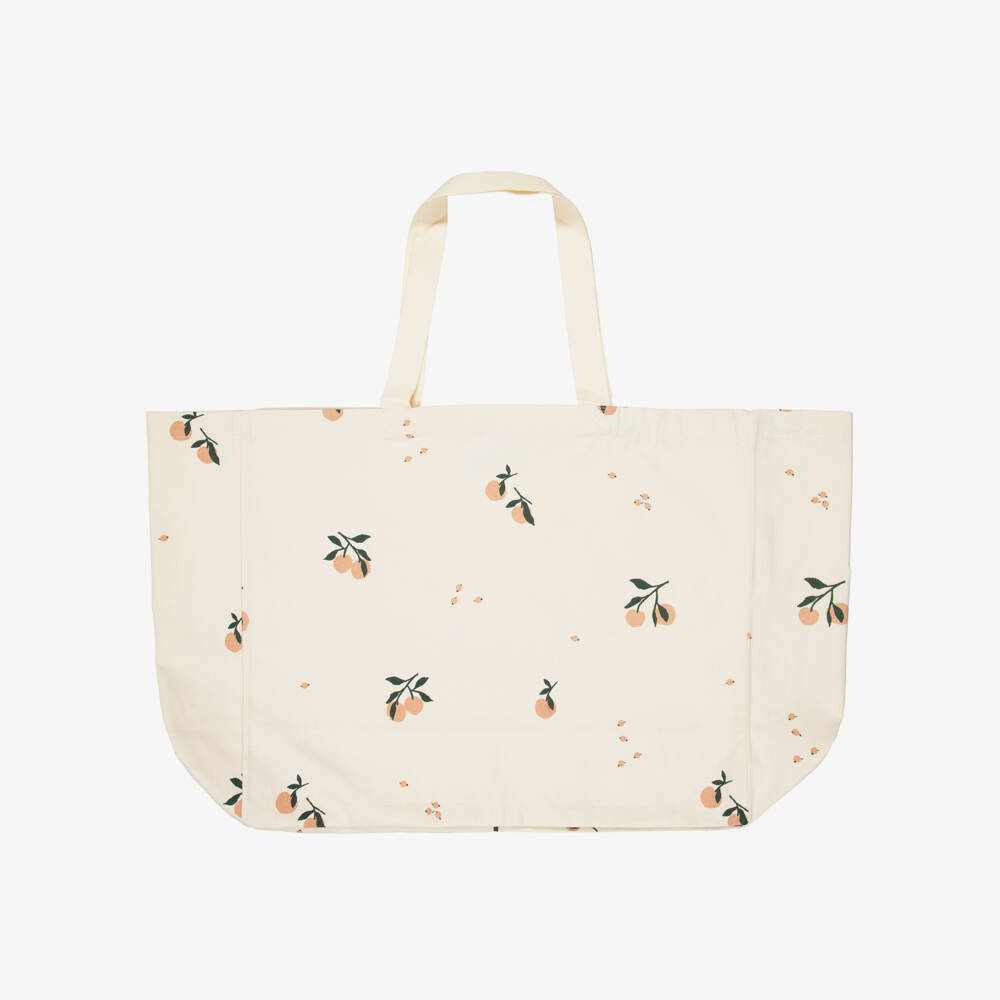 Liewood-Girls Ivory Organic Cotton Peach Print Tote Bag (54cm) | Childrensalon