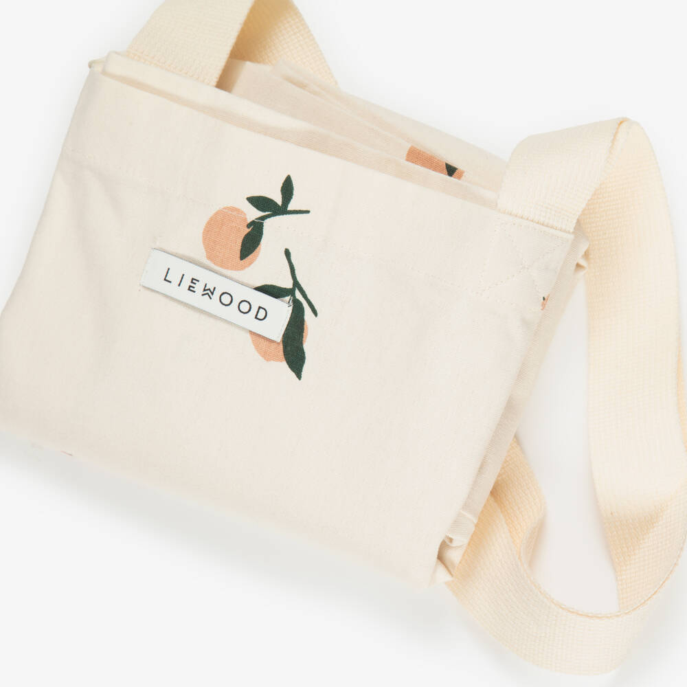 Liewood-Girls Ivory Organic Cotton Peach Print Tote Bag (54cm) | Childrensalon