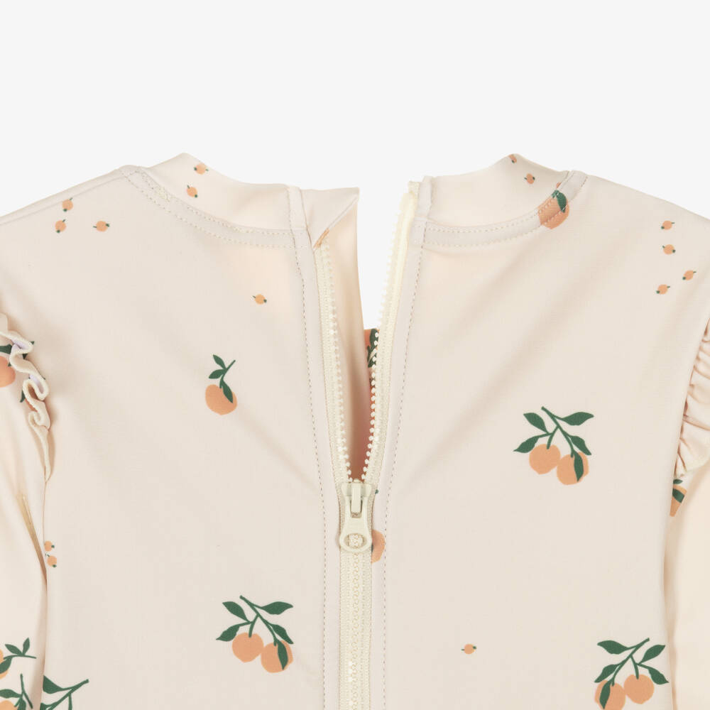 Liewood-Girls Ivory Swimsuit with Peach Print | Childrensalon