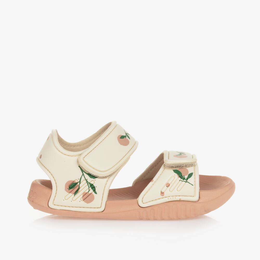 Liewood- Girls Ivory Velcro Peach Sandals | Childrensalon