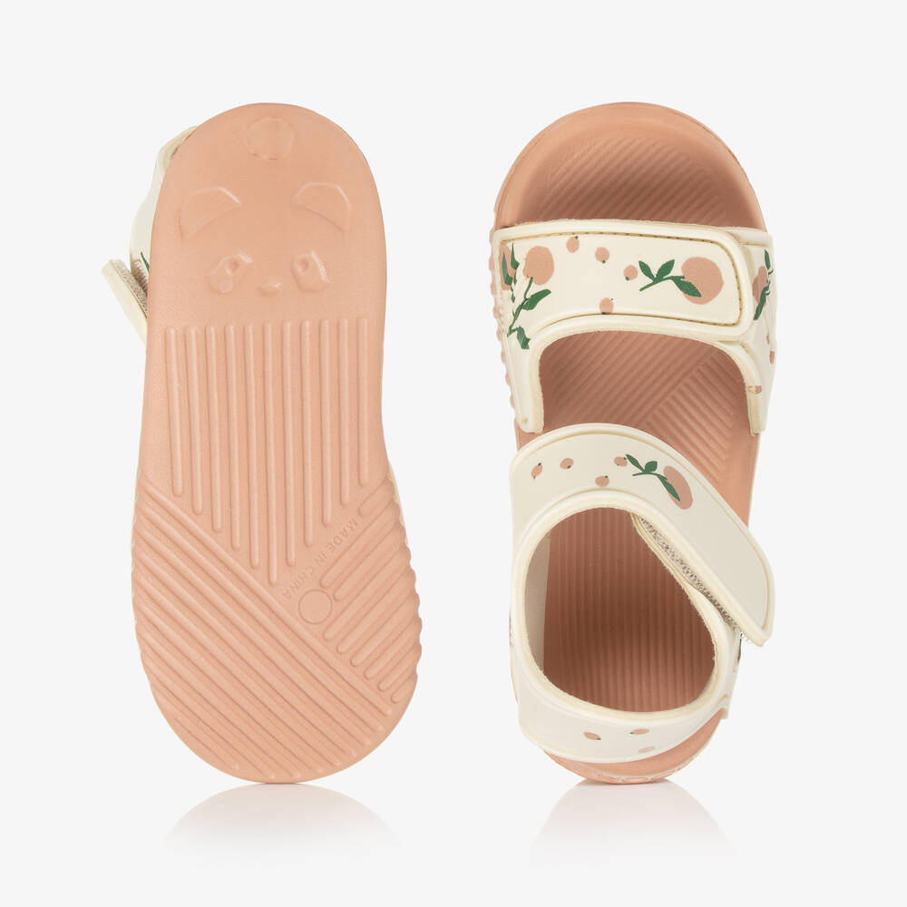 Liewood- Girls Ivory Velcro Peach Sandals | Childrensalon