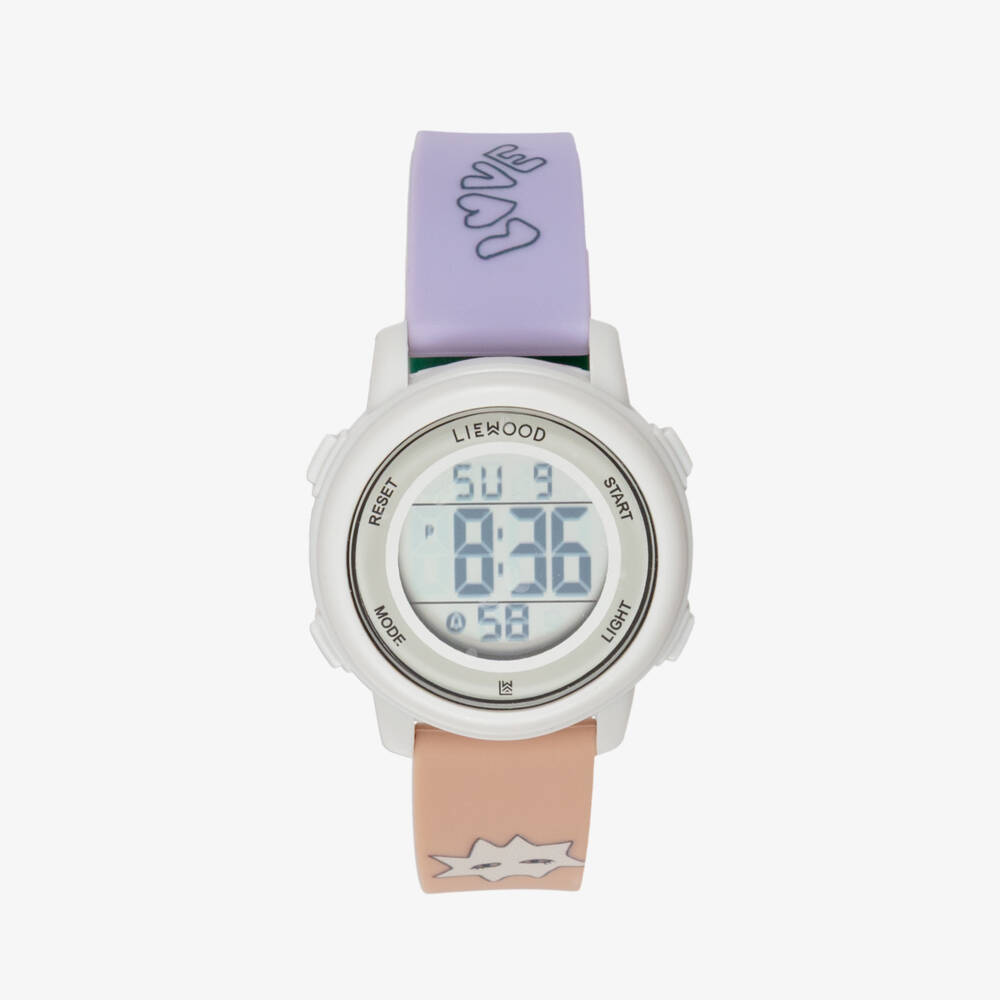 Liewood-Girls Lilac & Pink Digital Sussi Wrist Watch | Childrensalon