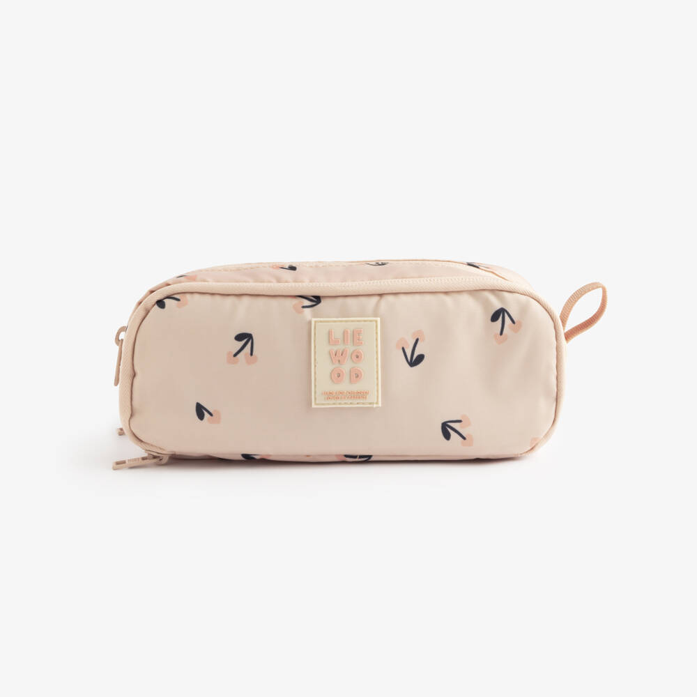 Liewood-Girls Pale Pink Cherry Print Pencil Case (21cm) | Childrensalon