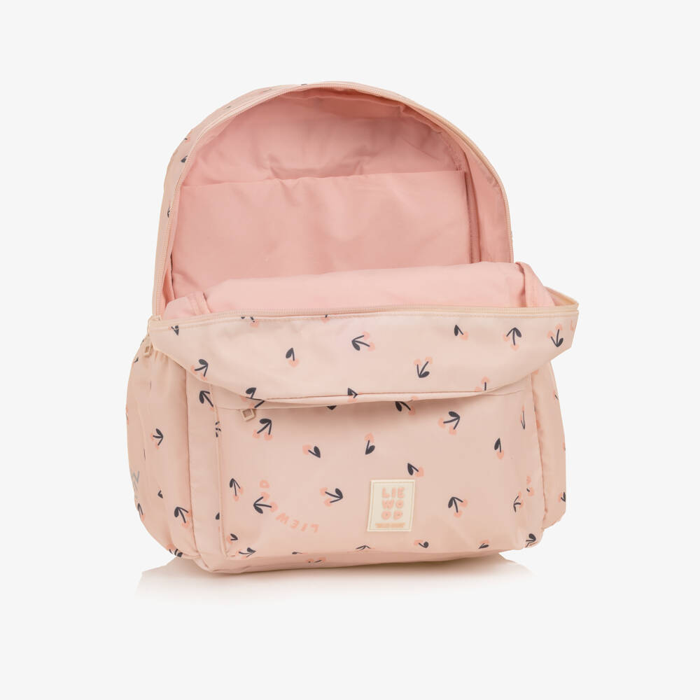Liewood-Girls Pink Backpack with Cherry Print (36cm) | Childrensalon