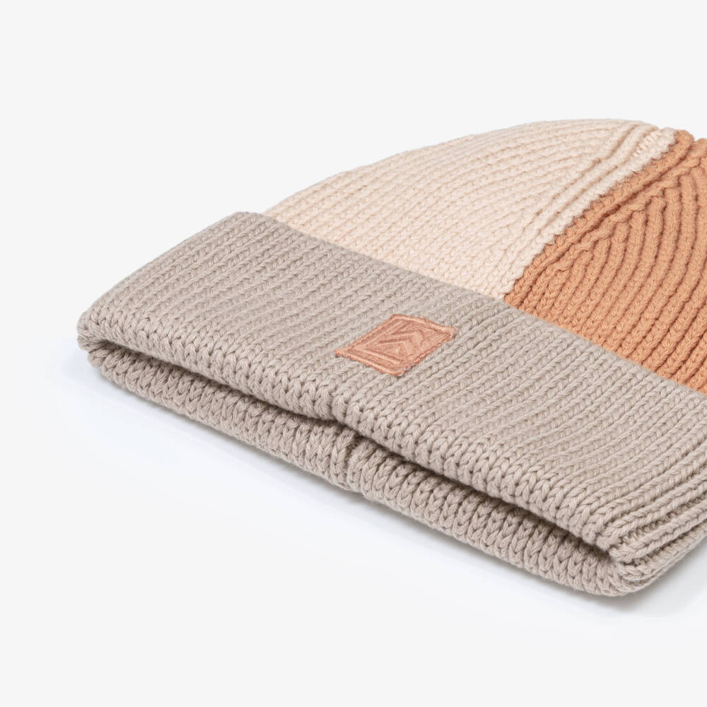 Liewood-Girls Pink & Beige Organic Cotton Knitted Beanie Hat | Childrensalon