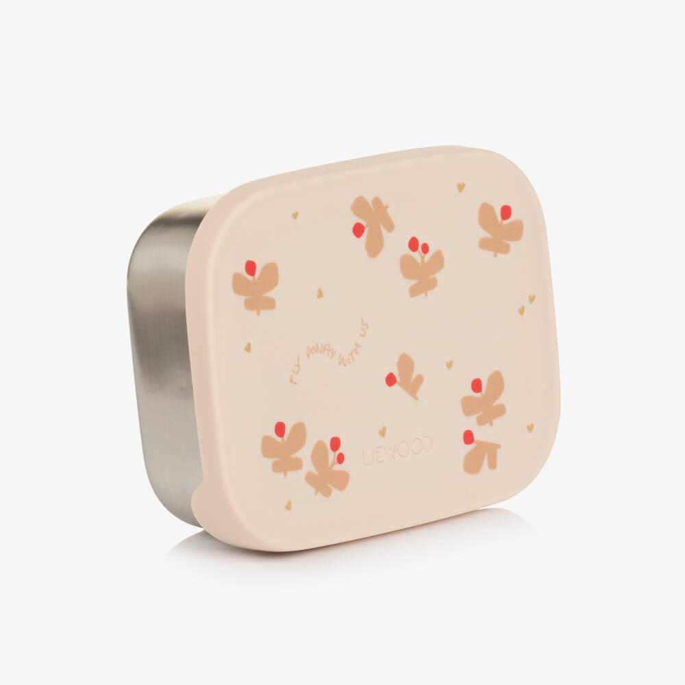 Liewood-Girls Pink Butterfly Motifs Lunch Box (17cm) | Childrensalon