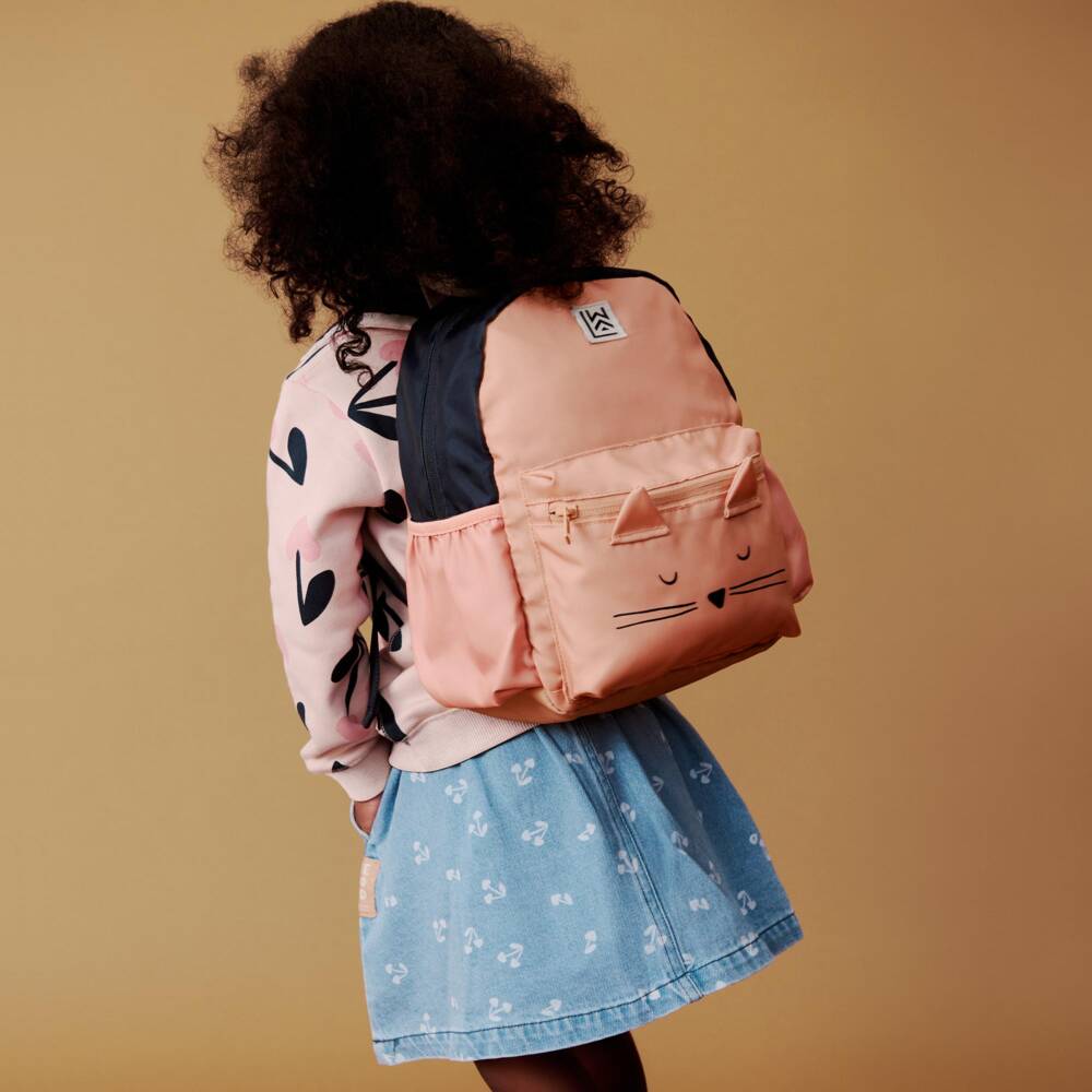 Liewood-Girls Pink Cat Mini Backpack (27cm) | Childrensalon